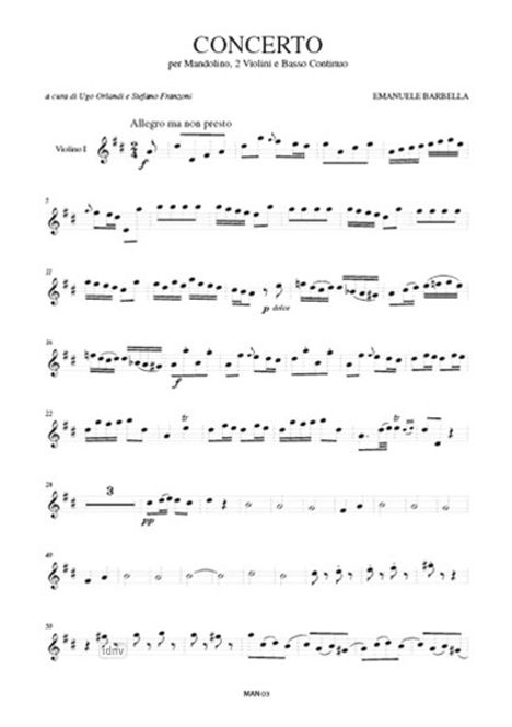 Emanuele Barbella: Concerto in D maj for Mandolin, Strings and Continuo, Noten