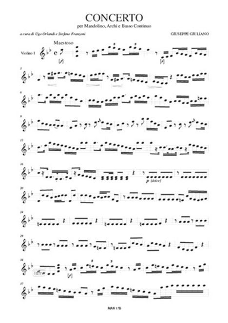 Giuseppe Giuliano: Concerto in B flat maj for Mandolin, Strings and Continuo, Noten