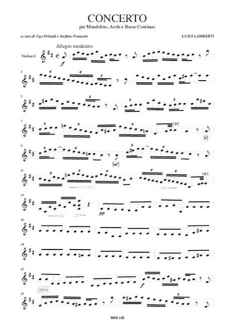 Luigi Lamberti: Concerto in D maj for Mandolin, Strings and Continuo, Noten