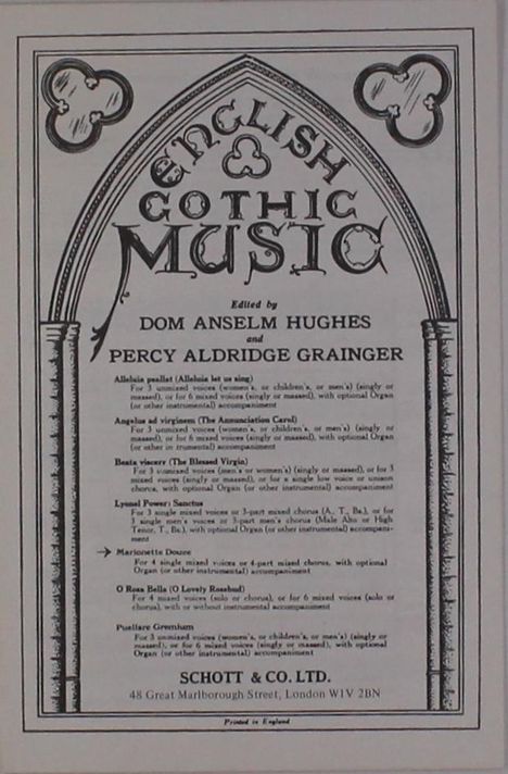 George Percy Aldridge Grainger: The English Gothic Music, Noten