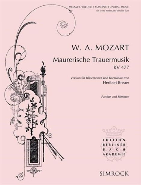 Wolfgang Amadeus Mozart: Maurerische Trauermusik KV 477, Noten