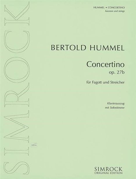 Bertold Hummel: Concertino op. 27b, Noten