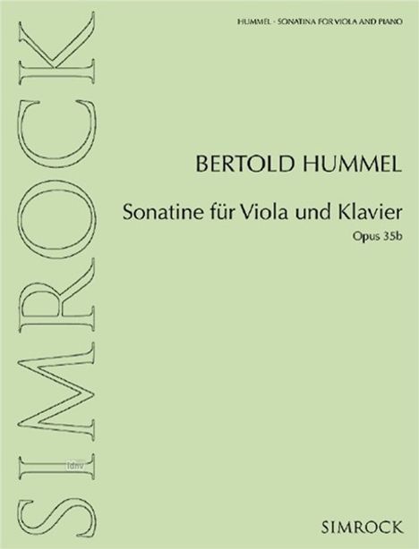 Hummel, B: Sonatine für Viola und Klavier, Buch