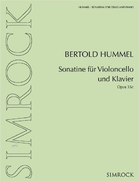 Hummel, B: Sonatine für Violoncello und Klavier, Buch