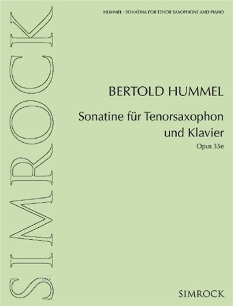 Hummel, B: Sonatine für Tenorsaxophon und Klavier, Buch
