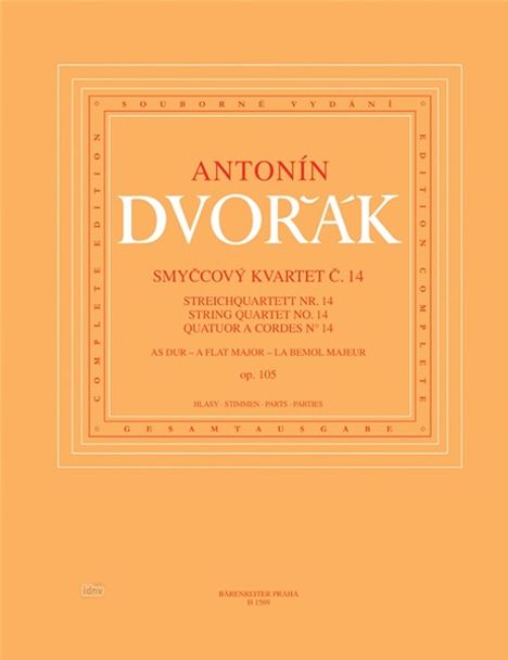 Antonin Dvorak: Streichquartett Nr. 14 As-Dur op. 105, Noten