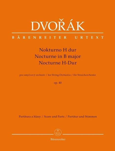 Antonín Dvorák: Dvorák, A: Nocturne H-Dur op. 40, Buch