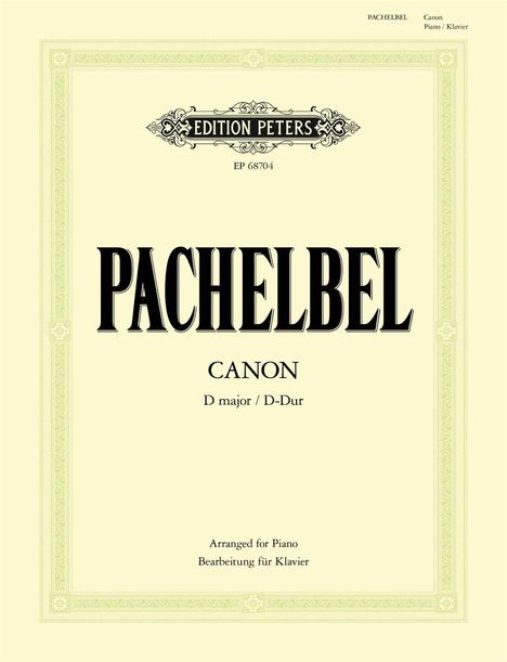 Johann Pachelbel (1653-1706): Canon D-Dur (Bearbeitung für Klavier zu 2 Händen), Buch