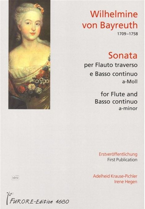 Wilhelmine von Preußen / Brandenburg-Bayreuth: Sonata per Flauto traverso e Basso continuo (1730), Noten