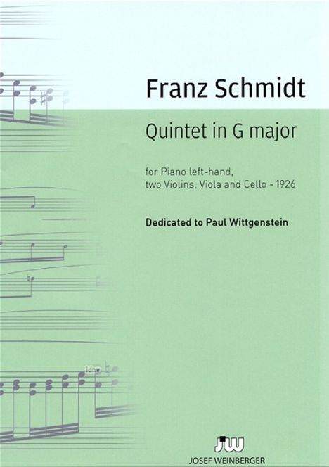 Franz Schmidt: Schmidt, Franz      :Quint. G-dur /P /klav/2v/, Noten