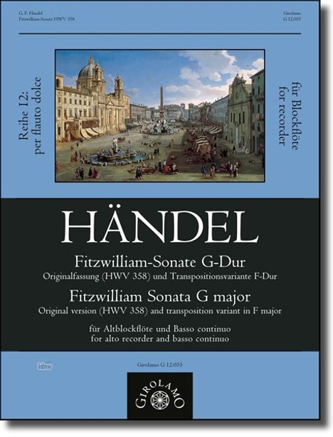 Georg Friedrich Händel: Fitzwilliam-Sonate G-Dur (HWV 358) für Altblockflöte und Basso continuo, Noten