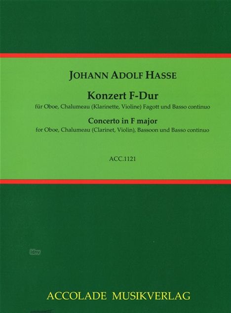 Johann Adolph Hasse: Concerto F-Dur, Noten