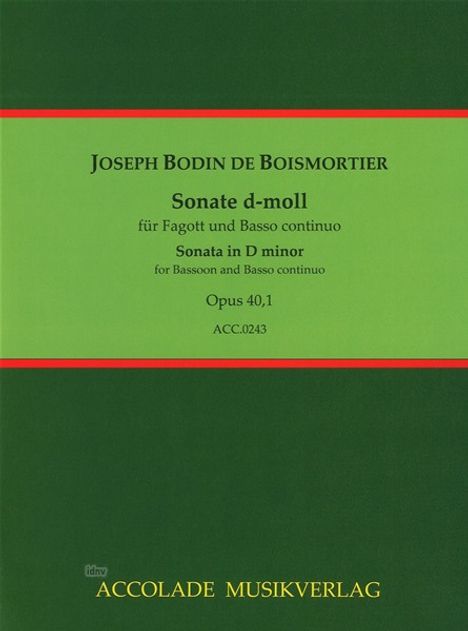 Joseph Bodin de Boismortier: Sonate d-Moll op. 40,1, Noten