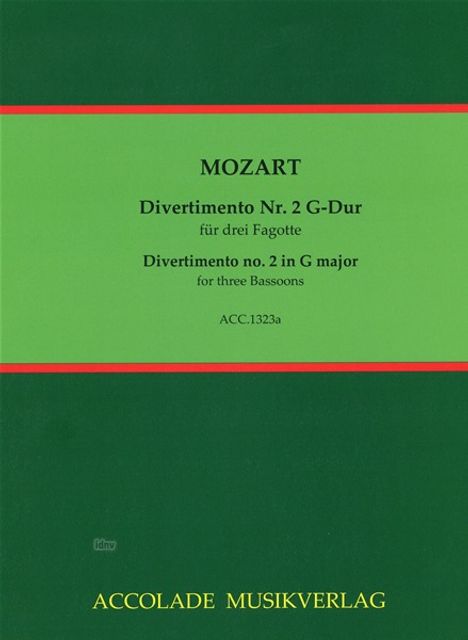 Wolfgang Amadeus Mozart: Divertimento Nr. 2 G-Dur KV An, Noten