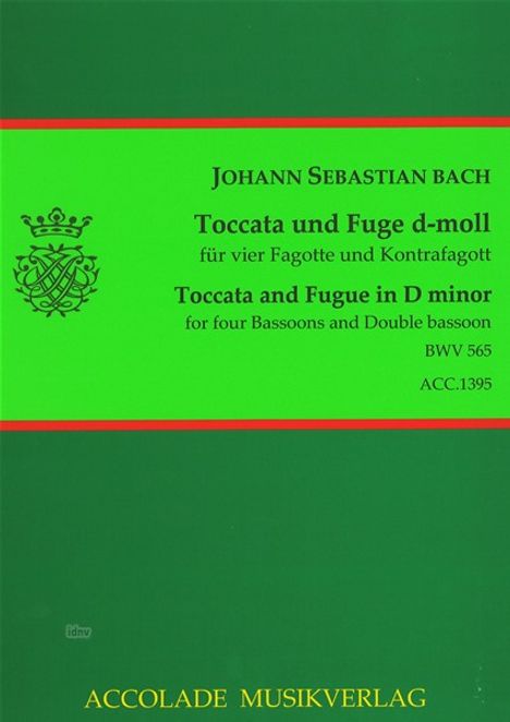 Johann Sebastian Bach: Toccata und Fuge für 4 Fagotte und Kontrafagott BWV 565, Noten