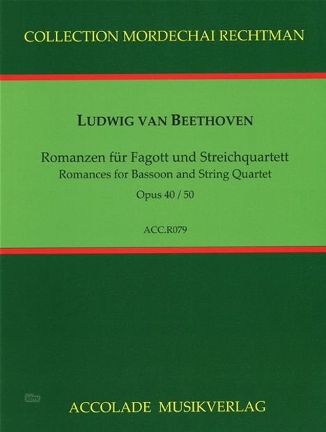 Ludwig van Beethoven: 2 Romanzen op. 40 und 50 für Fagott und Streichquartett op. 40 / 50, Noten