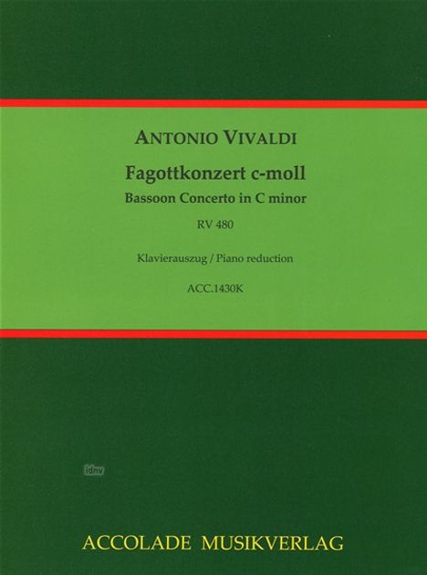Antonio Vivaldi: Konzert für Fagott, Streicher und continuo c-Moll RV 480, Noten
