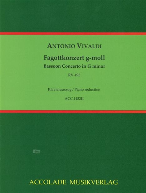 Antonio Vivaldi: Konzert für Fagott, Streicher und continuo g-Moll RV 495, Noten