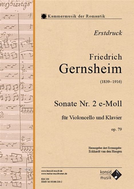 Friedrich Gernsheim (1839–1916): Sonate für Violoncello und Klavier Nr. 2 e-Moll op. 79, Noten