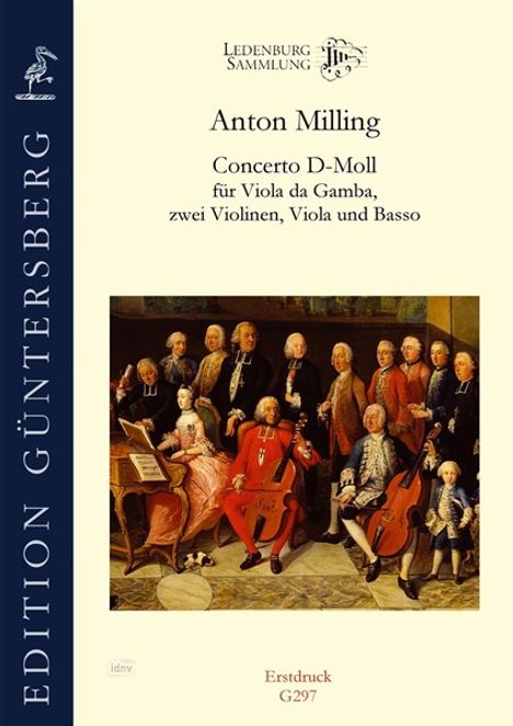 Anton Milling: Concerto D-Moll für Viola da Gamba, zwei Violinen, Viola und Basso, Noten
