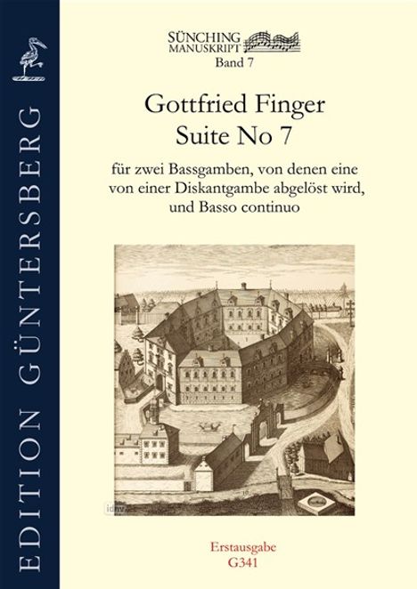 Gottfried Finger: Suite No 7 für 2 Bassgamben, von denen eine von einer Diskantgambe abgelöst wird C-Moll / C-Dur Sünching Nr. 33, Noten