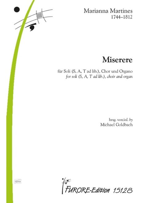 Marianna Martines: Miserere für Soli (S, A, T ad lib.), Chor und Organo (Chorpartitur) (1768), Noten