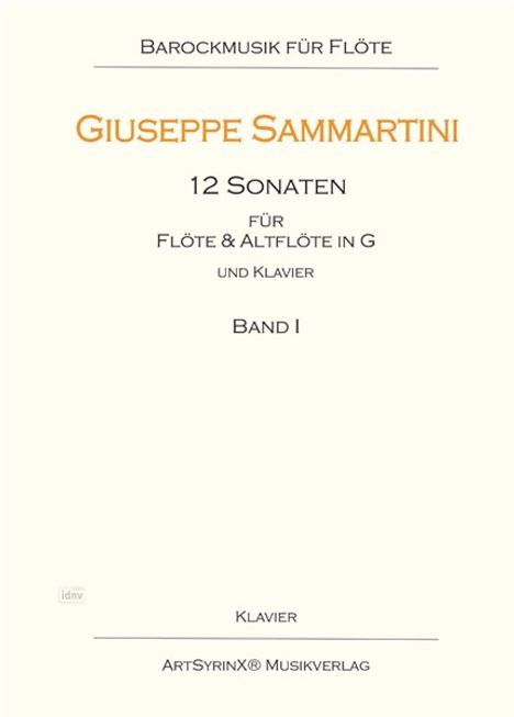 Giuseppe Sammartini: 12 Sonaten für Flöte und Altflöte in G und Klavier, Noten