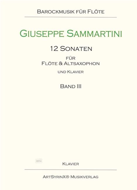 Giuseppe Sammartini: 12 Sonaten für Flöte und Altsaxophon und Klavier, Noten