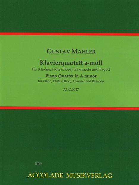 Gustav Mahler: Klavierquartett a-moll, Noten