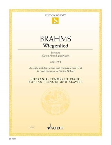 Johannes Brahms: Brahms, Johannes    :Wieg. op. 49 /S (T), Klav, Noten