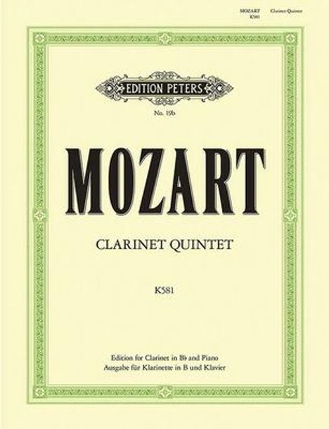 Wolfgang Amadeus Mozart: Klarinettenquintett A-Dur KV 581 (Wien, 29. September 1789), Noten