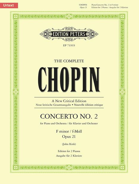 Frederic Chopin: Piano Concerto No. 2 in F Minor Op. 21 (Edition for 2 Pianos), Noten