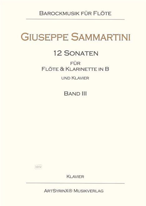 Giuseppe Sammartini: 12 Sonaten für Flöte und Klarinette in B und Klavier, Noten