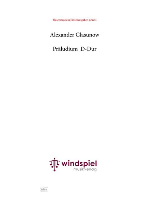 Alexander Glasunow: Präludium D-Dur, Noten