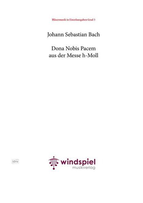 Johann Sebastian Bach: Dona nobis Pacem, Noten