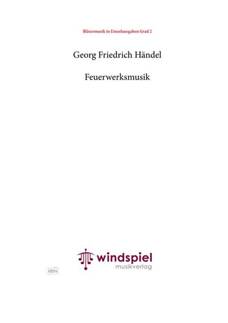 Georg Friedrich Händel: Feuerwerksmusik, Noten