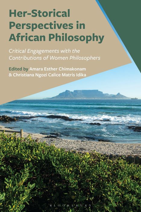 "Her-Storical Perspectives in African Philosophy" und die Herausgeber werden erwähnt, mit Küstenlandschaft im Hintergrund.