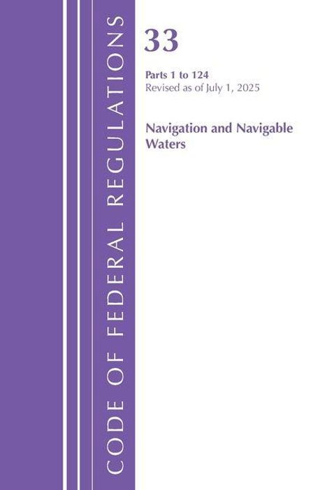 "Code of Federal Regulations", Teil 33, über Navigation auf violettem Hintergrund mit weißen Streifen auf der linken Seite.