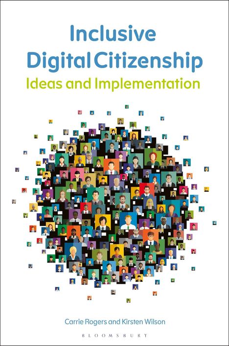 "Inclusive Digital Citizenship: Ideas and Implementation" steht über einer Illustration mit bunten Avataren in einem Kreis.