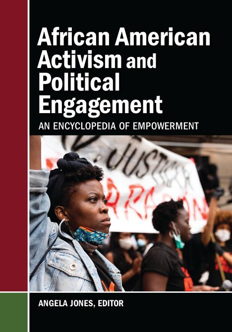 Buchcover: "African American Activism and Political Engagement". Eine Frau hebt die Faust, umgeben von Demonstranten.