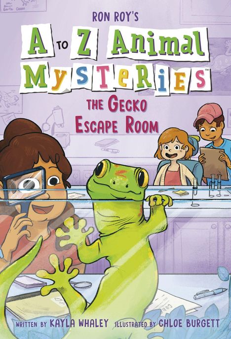 "A to Z Animal Mysteries: The Gecko Escape Room" zeigt Kinder, die ein Gehege mit einem Gecko beobachten.