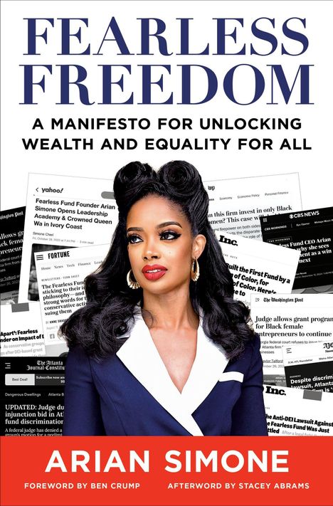 „Fearless Freedom: A Manifesto for Unlocking Wealth and Equality for All“ von Arian Simone. Frau mit dunklen Haaren.