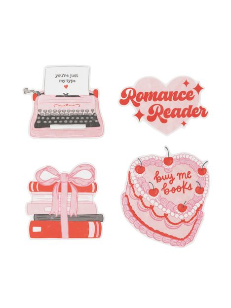 Romance Reader Stickers - Sticker Set of 4, Diverse