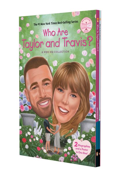 "Who Are Taylor and Travis? A WHO HQ Collection." Illustration eines Paares in einem Garten, beide lächelnd.