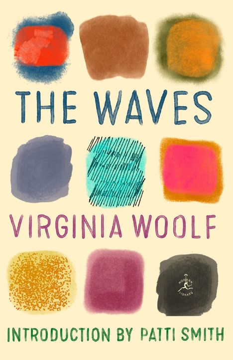 "The Waves" von Virginia Woolf, Einführung von Patti Smith. Bunte abstrakte Formen auf hellem Hintergrund.