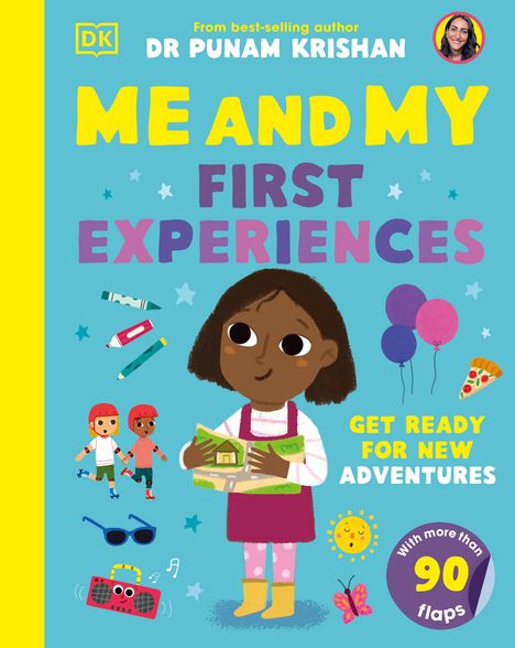 "Me and My First Experiences" in großen Buchstaben auf lila Hintergrund. Oben ein Foto und ein gelbes Logo.