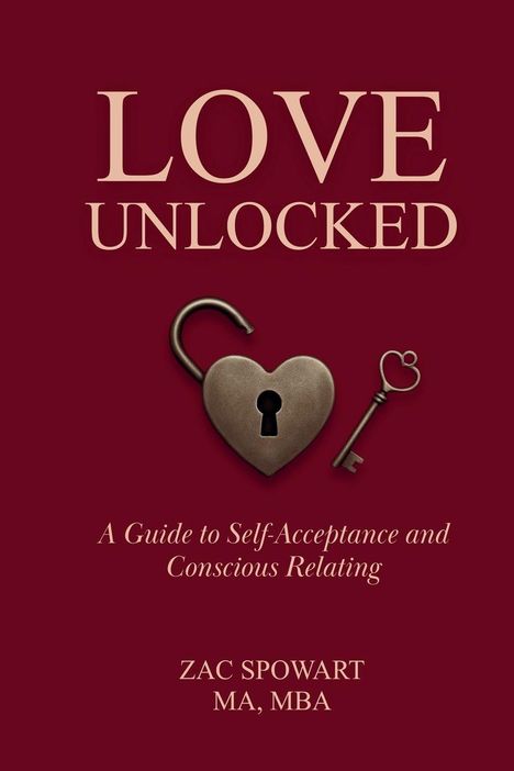 LOVE UNLOCKED. Ein offenes Herzschloss und Schlüssel auf dunkelrotem Hintergrund.