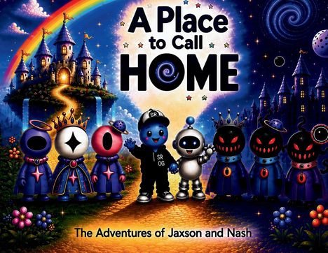 "A Place to Call Home" oben. Unten "The Adventures of Jaxson and Nash". Figuren vor einem Schloss, bunte Fantasieszenerie.