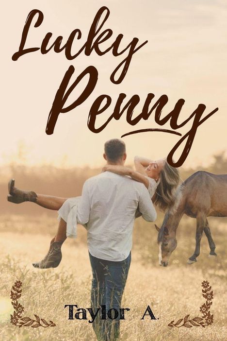 „Lucky Penny“ und „Taylor A.“ Ein Mann trägt eine lachende Frau durch ein Feld. Ein Pferd steht daneben.