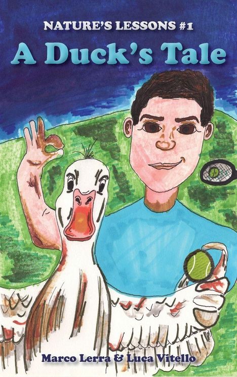 „Nature's Lessons #1 A Duck's Tale“ steht oben. Darunter zeigt eine Ente ein Handzeichen neben einer Person.